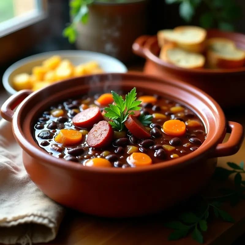 Guiso de Frijoles Negros y Plátano Macho en Salsa de Chile: Receta Asturiana en Olla Lenta