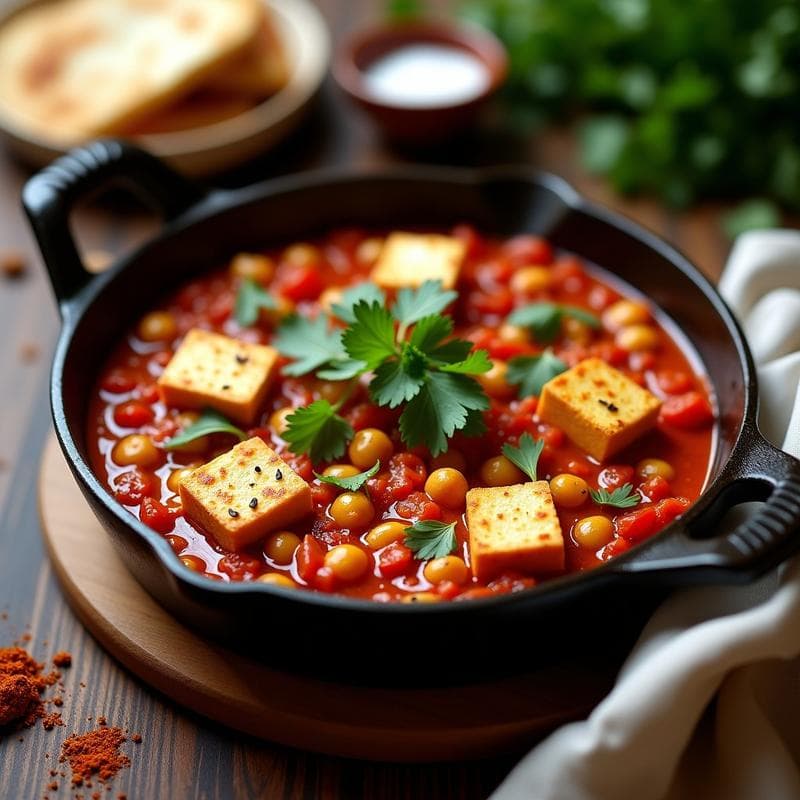 Guiso de Shakshuka con Tofu: Receta Tunecina Vegana en Sartén