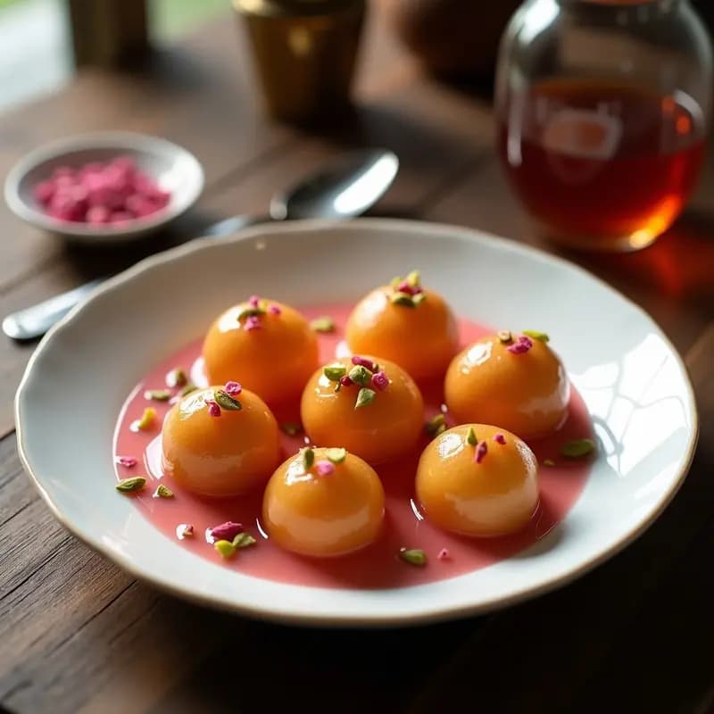 Gulab Jamun de Leche en Polvo: Dulces Indios Esponjosos en Sirope de Rosa