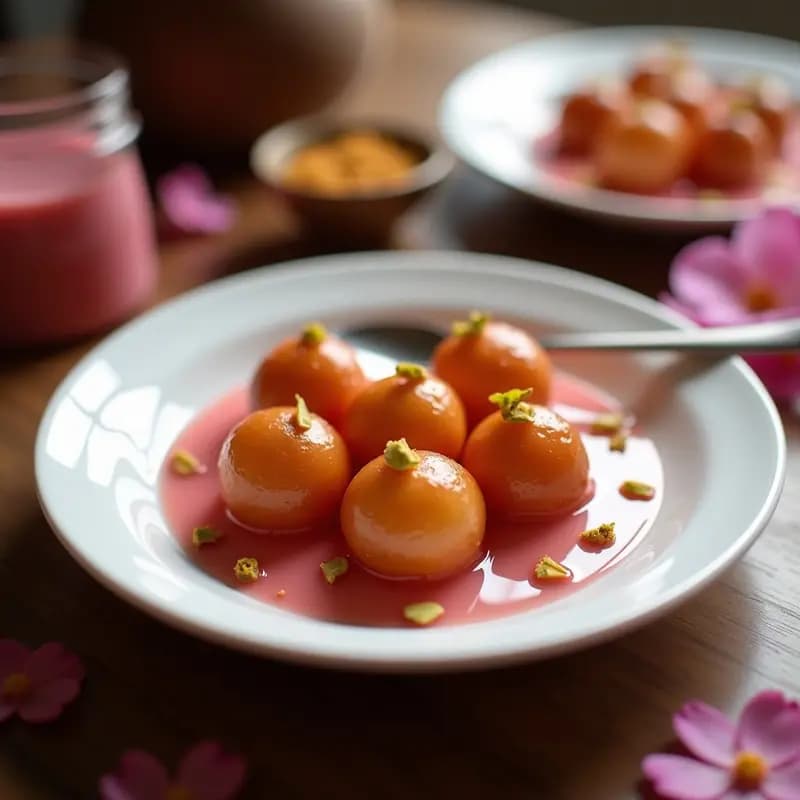 Gulab Jamun con Sirope de Rosa: Postre Indio Sin Gluten y Esponjoso