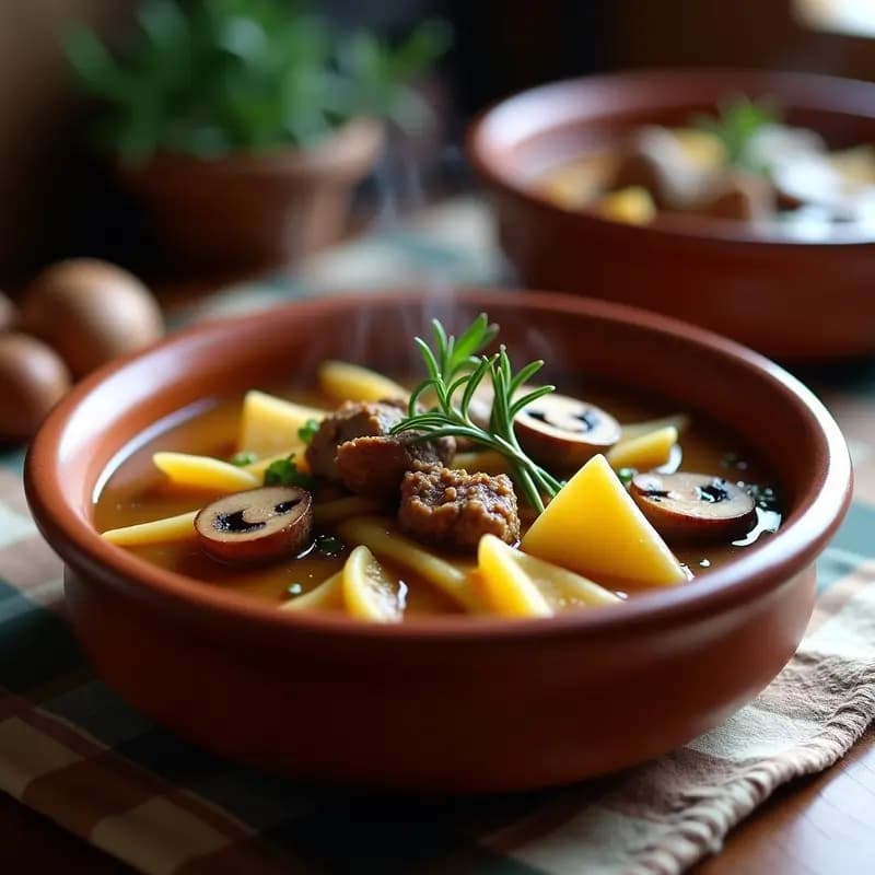 Gurullos con Conejo y Setas Silvestres: Plato de Monte Murciano en Olla Exprés