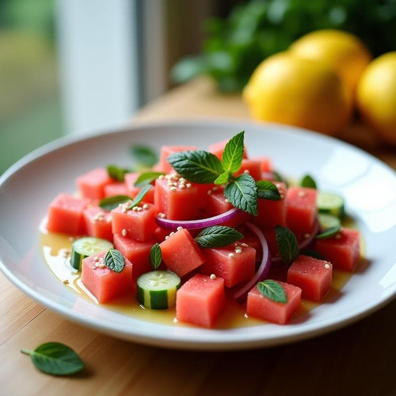 Gvas de Sandía y Menta con Vinagreta de Limón: Ensalada Rusa Refrescante