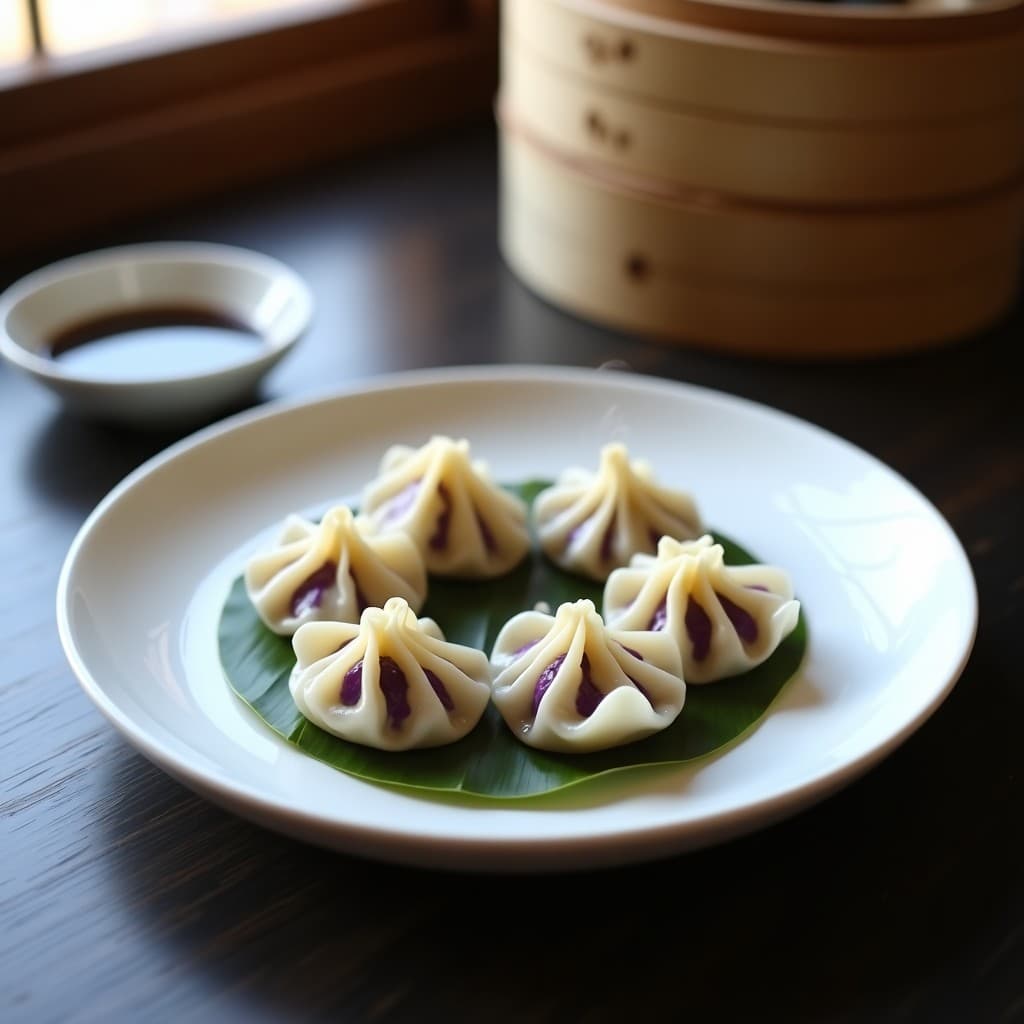 Gyoza de Batata Morada y Queso de Anacardo: Receta Japonesa Vegana al Vapor
