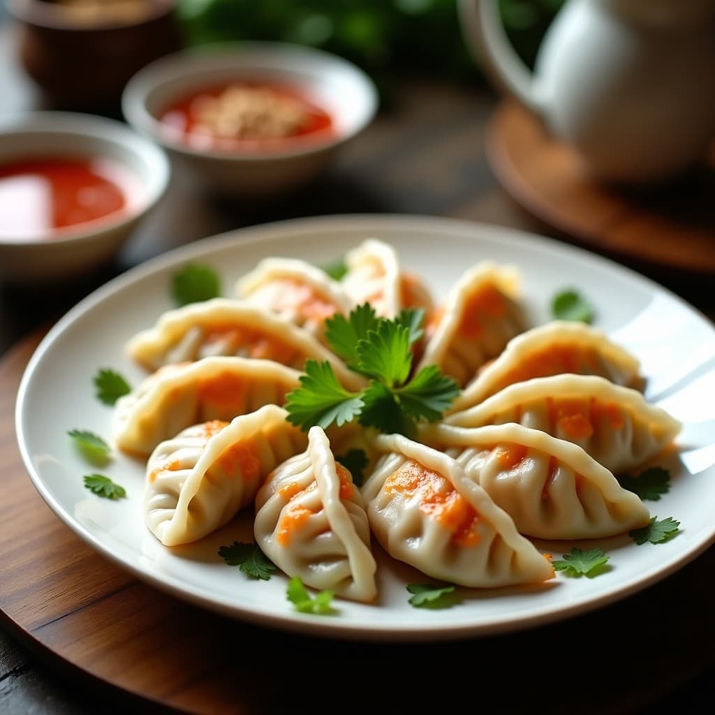 Gyoza de Camarón y Cilantro al Vapor: Receta China en Olla Express con Salsa Picante
