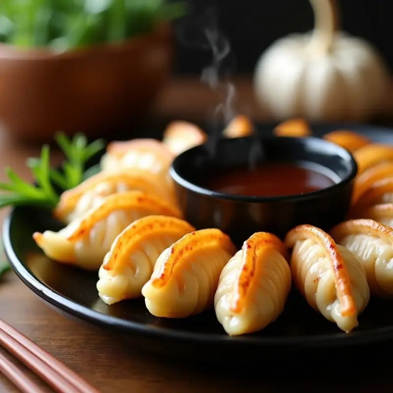 Gyoza de Camarón y Cebollino: Receta Japonesa en Sartén con Salsa de Soya y Jengibre