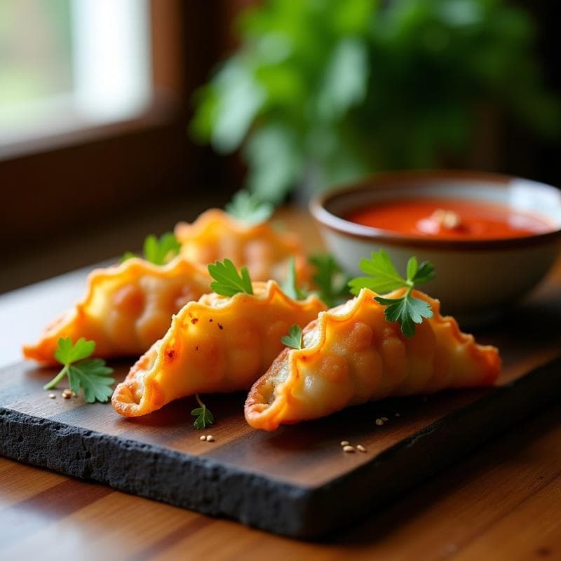 Gyoza de Camarones y Cilantro con Salsa Sriracha: Receta en Airfryer Sin Freír