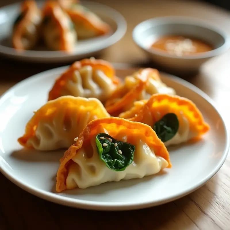 Gyoza de Camote y Espinacas: Entrante Japonés Vegano y Crujiente en Airfryer
