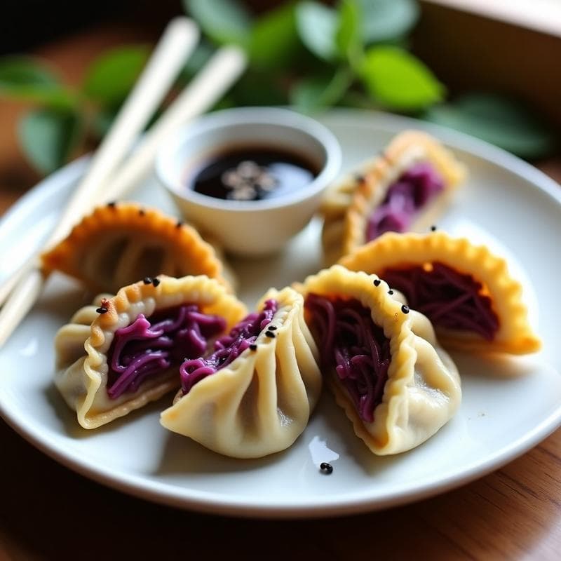 Gyoza de Champiñones Shitake y Col Morada: Receta Japonesa Keto con Salsa de Tamari