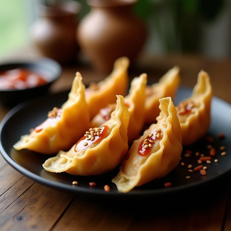 Gyoza de Champiñones y Kimchi: Receta Coreana en Airfryer con Salsa de Sésamo