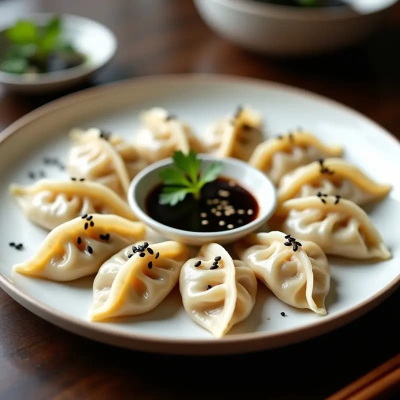 Gyoza de Champiñones y Repollo al Vapor con Salsa de Soja: Receta Japonesa Ligera y Sin Carne