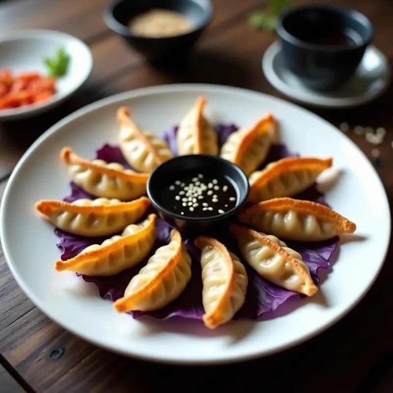 Gyoza de Champiñones y Repollo: Empanadillas Japonesas Veganizadas con Salsa de Sésamo y Sojas