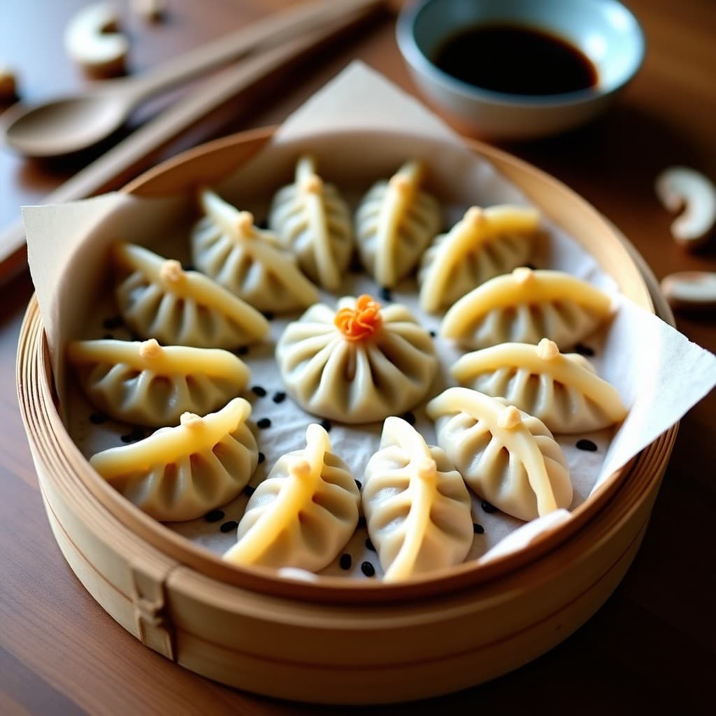Gyoza de Champiñones Shitake y Cebolla Caramelizada: Receta Japonesa Vegana al Vapor