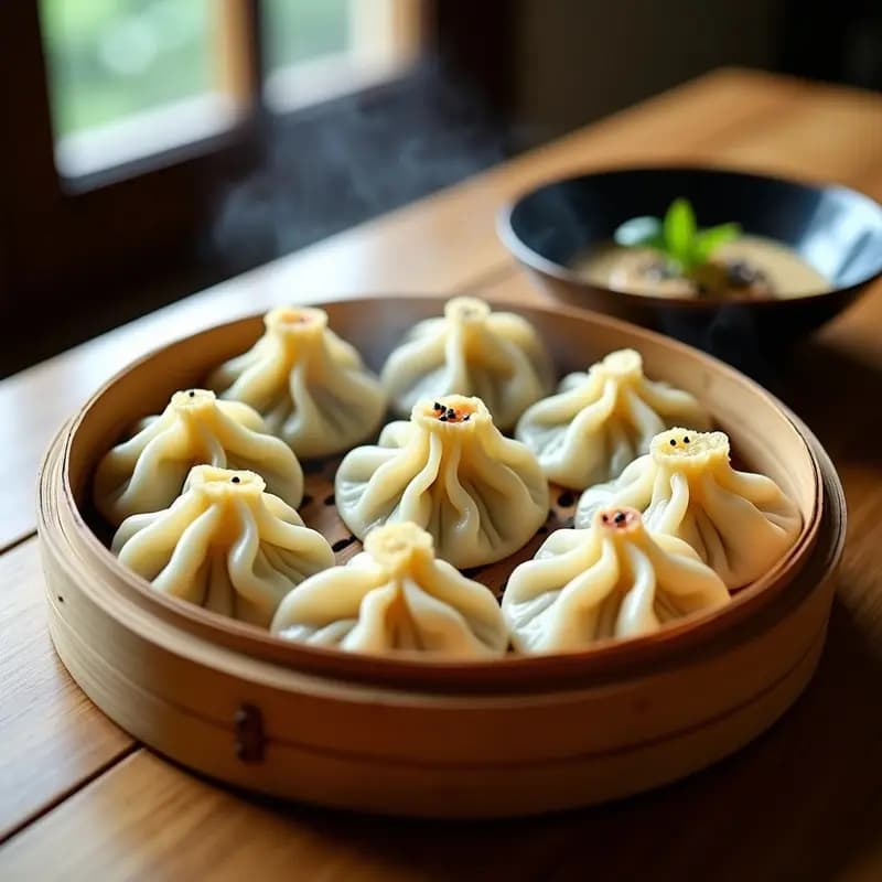 Gyoza Japoneses de Col y Champiñones: Empanadillas al Vapor con Salsa de Sésamo