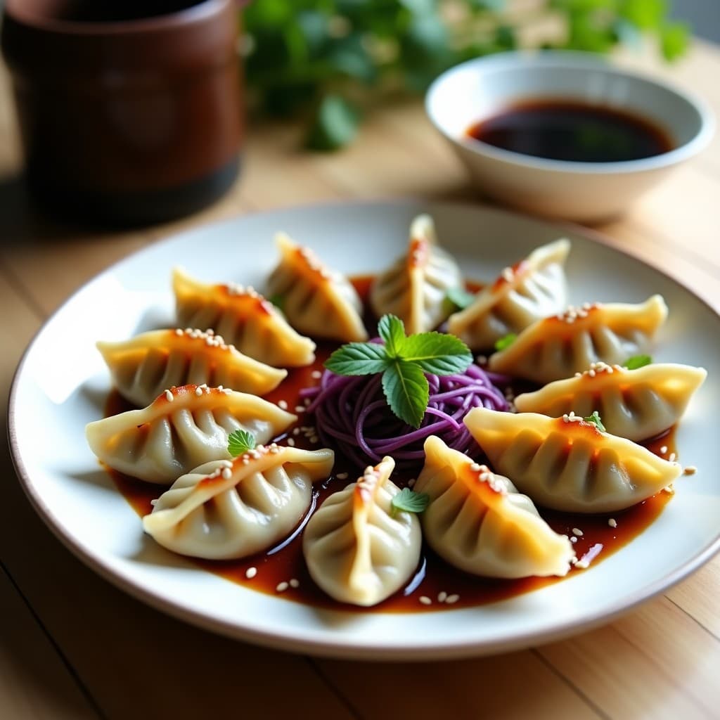 Gyoza de Col Morada y Garbanzos con Salsa de Tamari y Miel de Agave: Receta Vegana al Vapor