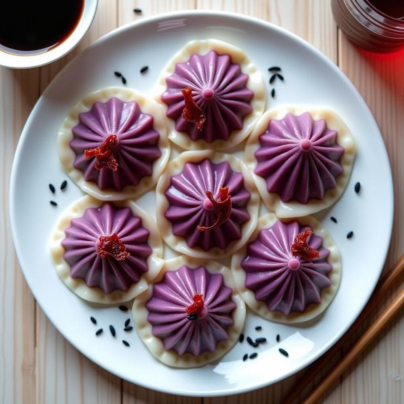 Gyoza de Col Morada y Hongos Shimeji: Receta Japonesa Vegana al Vapor en 15 Minutos
