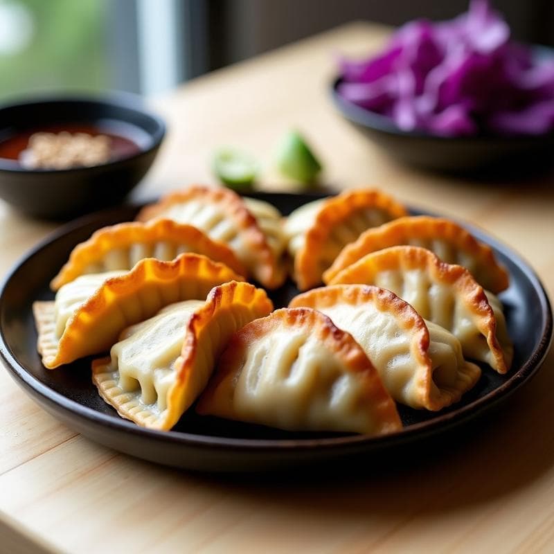 Gyoza de Col Morada y Jicama: Receta Japonesa Vegana al Estilo Frito en Airfryer