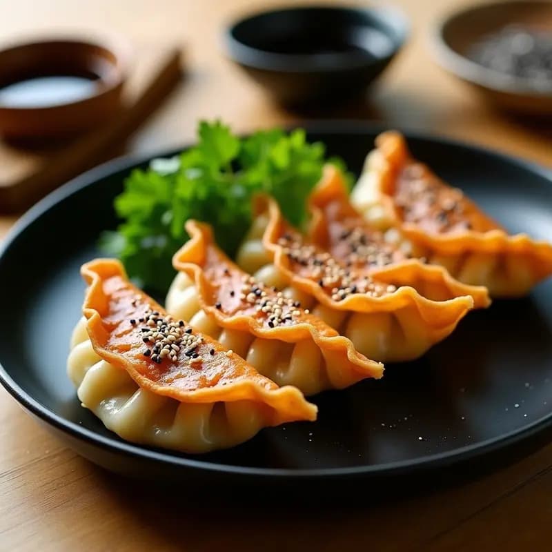 Gyoza de Col Rizada y Champiñones: Emplatado Japonés Vegano en Airfryer