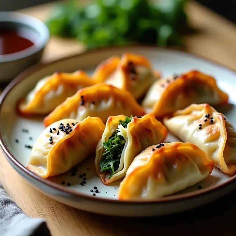 Gyoza de Col Rizada y Jengibre: Empanadillas Japanese Veganas en Airfryer