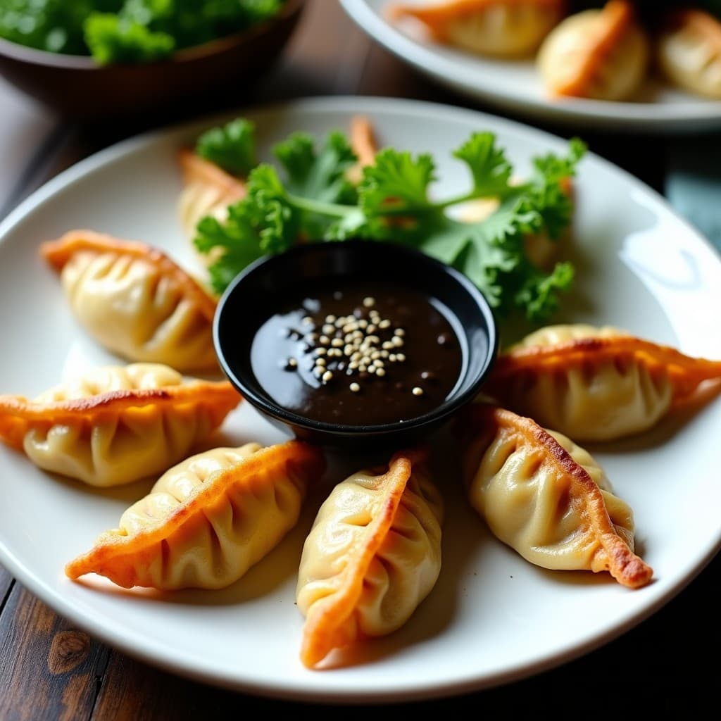 Gyoza de Col Rizada y Queso Vegano con Dip de Sésamo Negro: Receta Japonesa Sin Gluten en 20 Minutos