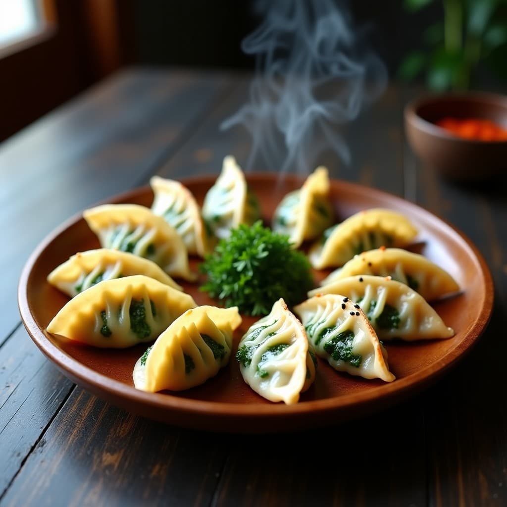 Gyoza Japonés de Col Rizada y Queso Vegano: Receta al Vapor con Salsa de Sésamo y Ciruela Umeboshi