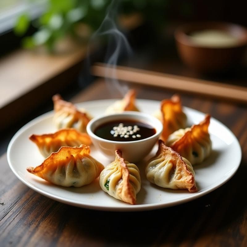 Gyoza Japoneses de Col Rizada y Tofu Sedoso con Salsa Teriyaki Casera