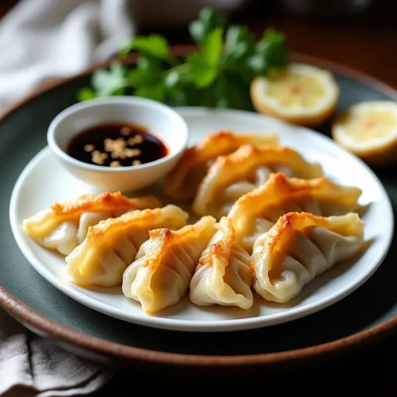 Gyoza Japoneses de Col Rellena con Salsa de Sésamo y Jengibre: Aperitivo Crujiente