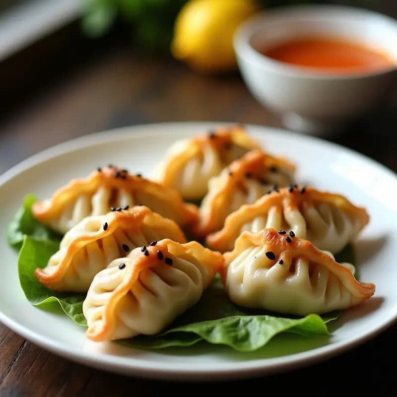 Gyoza de Coliflor y Cerdo: Empanadillas Japonesas en Sartén con Salsa Ponzu