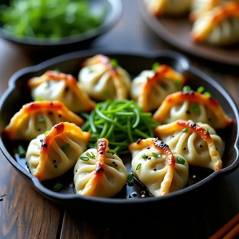 Gyoza de Espárragos y Queso de Cabra con Salsa de Sésamo Negro: Receta Japonesa de Temporada en Sartén