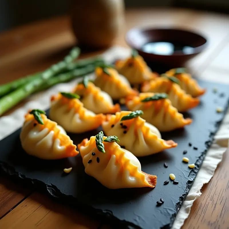 Gyoza Japoneses de Espárragos y Queso Crema en Airfryer: Receta Crujiente y Rápida