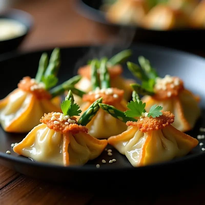 Gyoza de Espárragos Trigueros y Queso Philadelphia: Aperitivo Japonés en Sartén
