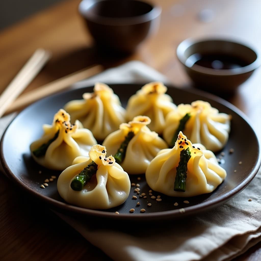 Gyoza de Espárragos Trigueros y Tofu Ahumado: Receta Japonesa Keto al Vapor