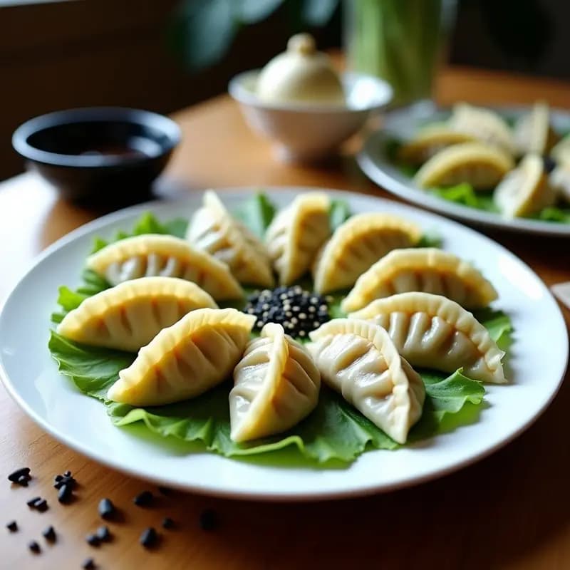 Gyoza de Espárragos y Tofu Sedoso: Receta Japonesa al Vapor con Salsa de Soja Reducida