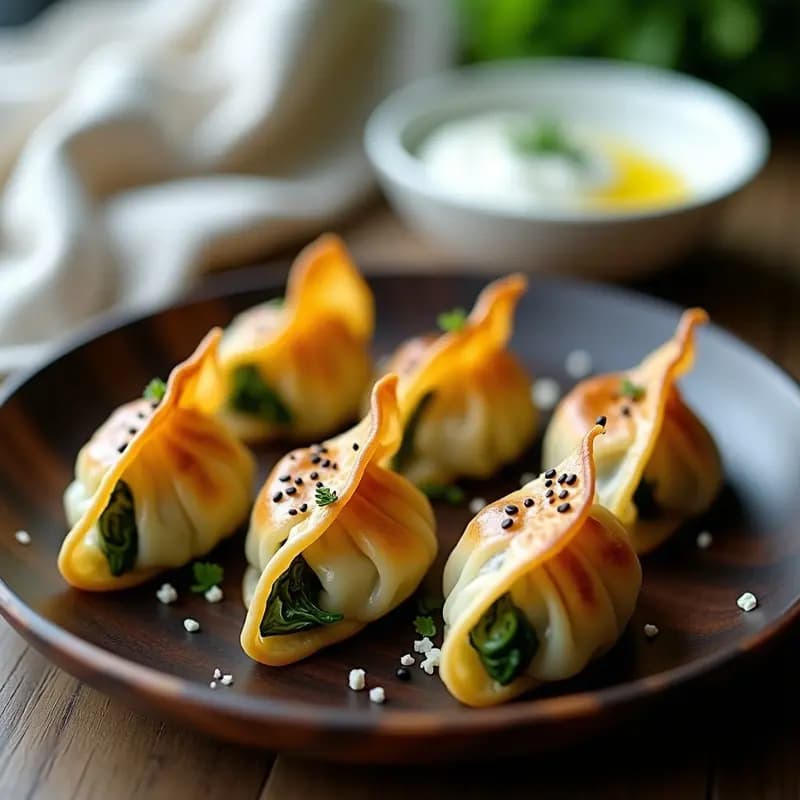 Gyoza de Espinacas y Queso Feta: Empanadillas Japonesas con Toque Griego
