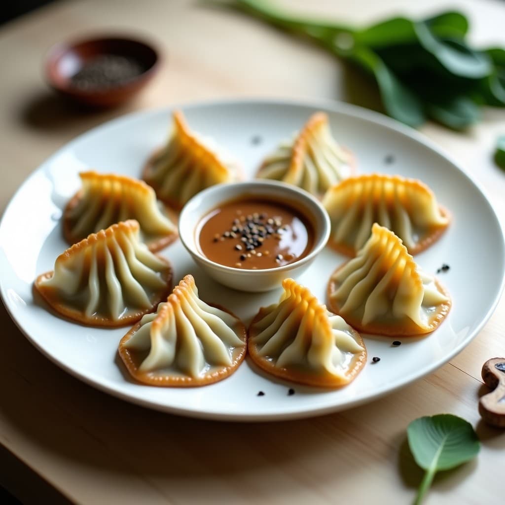 Gyoza de Hongos Shiitake y Espinacas con Salsa de Sésamo: Receta Vegana en Thermomix