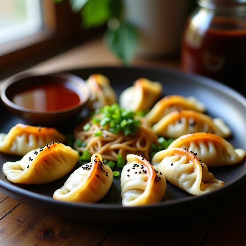 Gyoza de Hongos Portobello y Queso Vegano: Receta al Vapor con Salsa Teriyaki en Airfryer