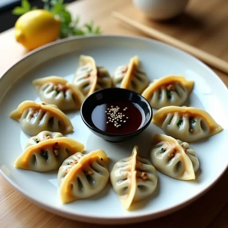 Gyoza Japoneses de Hongos Shiitake y Espinacas: Receta al Vapor con Salsa Umami