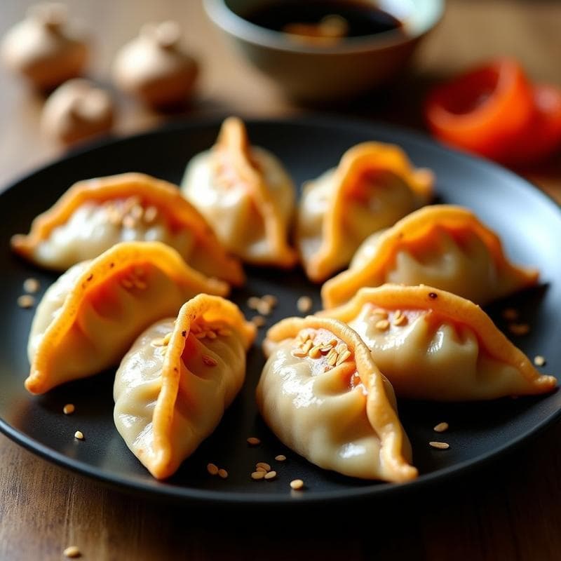 Gyoza de Hongos Shiitake y Kimchi en Airfryer: Receta Japonesa Vegana y Picante