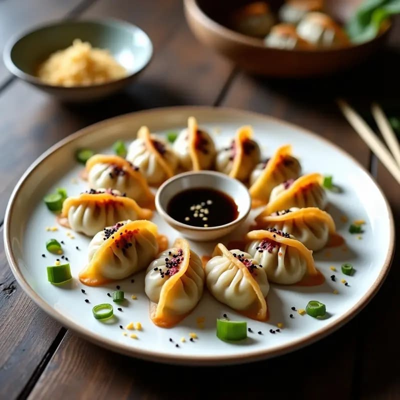 Gyoza de Hongos Shiitake y Repollo: Entrante Japonés Vegano en Sartén