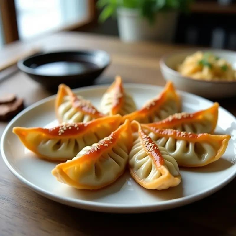 Gyoza Japonesas Rellenas de Pollo y Col China: Aperitivo Crujiente en Airfryer
