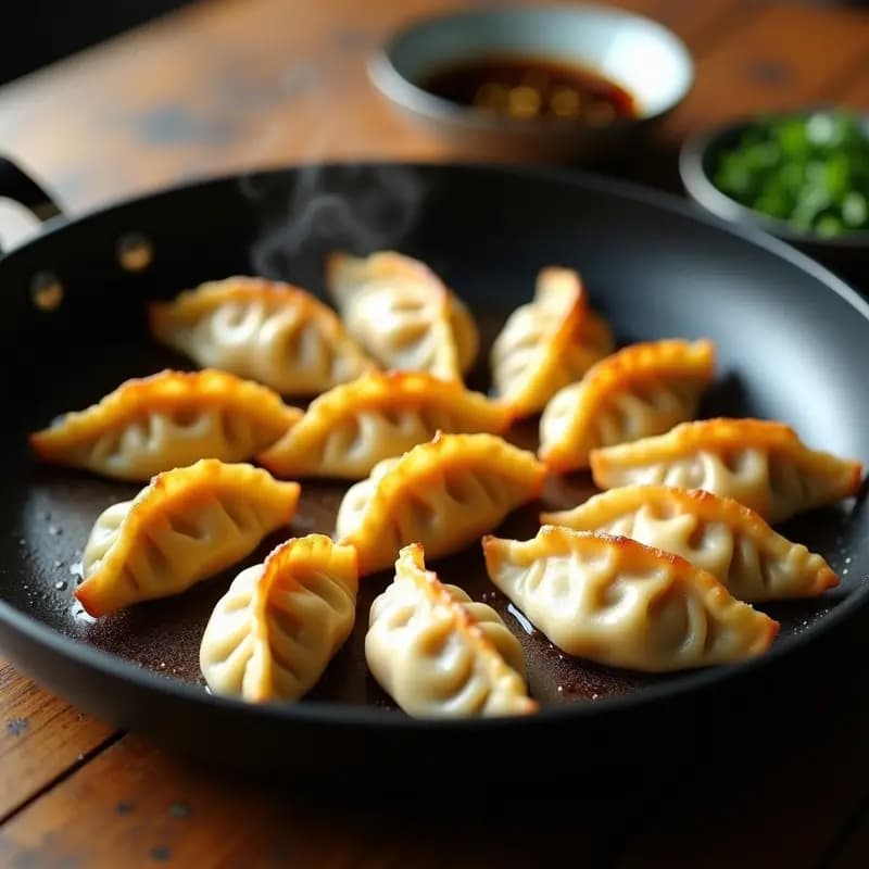 Gyoza de Pollo y Col Fermentada: Empanadillas Japonesas en Sartén Antiadherente
