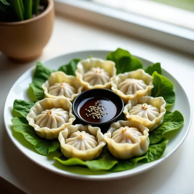 Gyoza de Pollo y Col Rizada al Vapor: Aperitivo Japonés Bajo en Calorías y Rápido