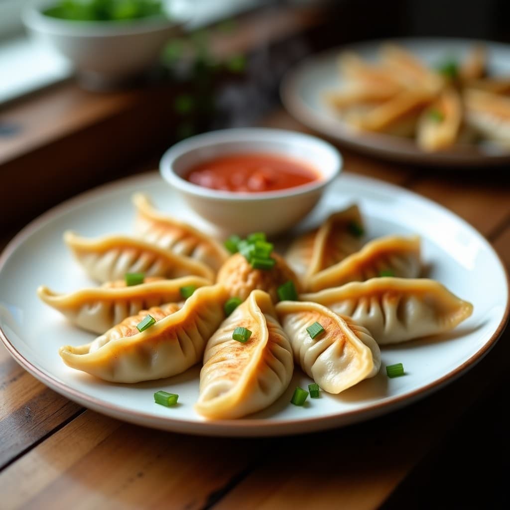 Gyoza de Champiñones Portobello y Queso de Anacardos: Receta Vegana al Vapor con Salsa Picante de Gochujang
