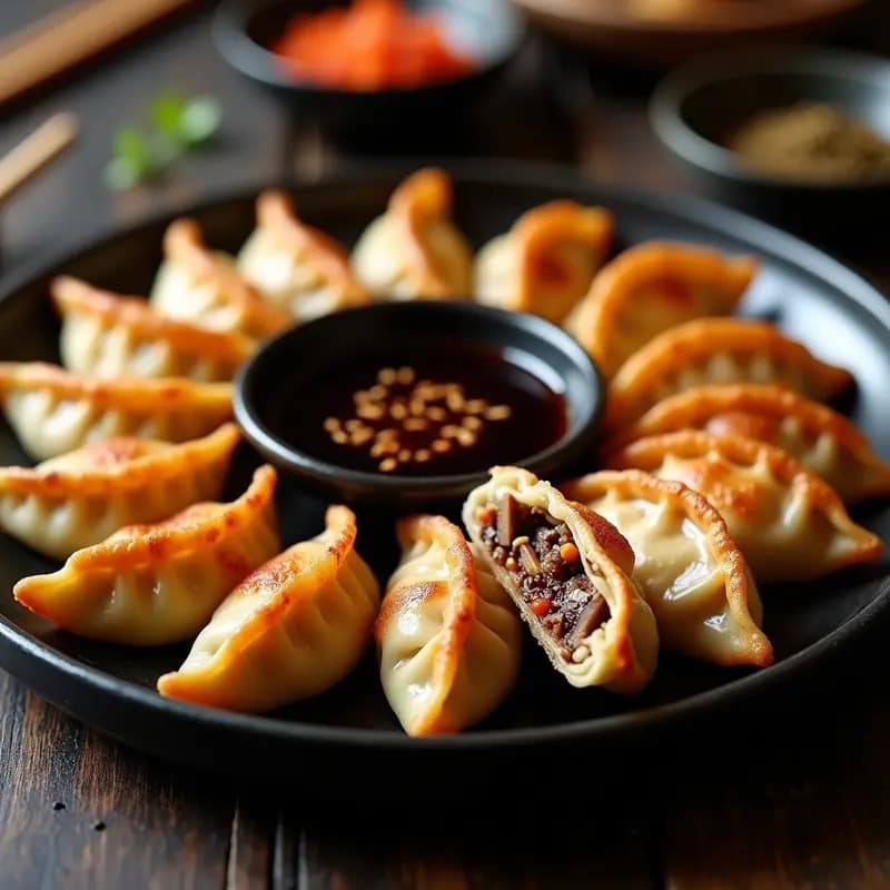 Gyoza de Champiñones Portobello y Kimchi Vegano: Receta Japonesa Picante y Crujiente