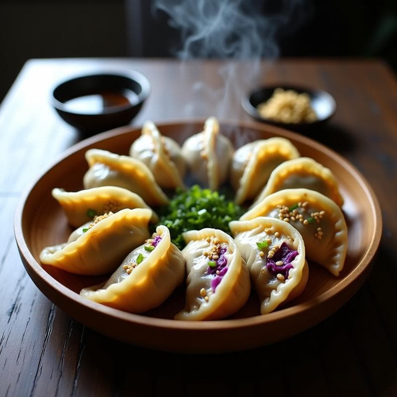 Gyoza de Setas Shiitake y Repollo Morado: Receta Japonesa Vegana al Vapor
