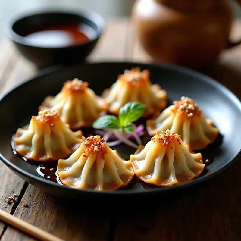 Gyoza de Champiñones Shiitake y Tofu Silken: Dumplings Japoneses Veganos y Crujientes en Sartén