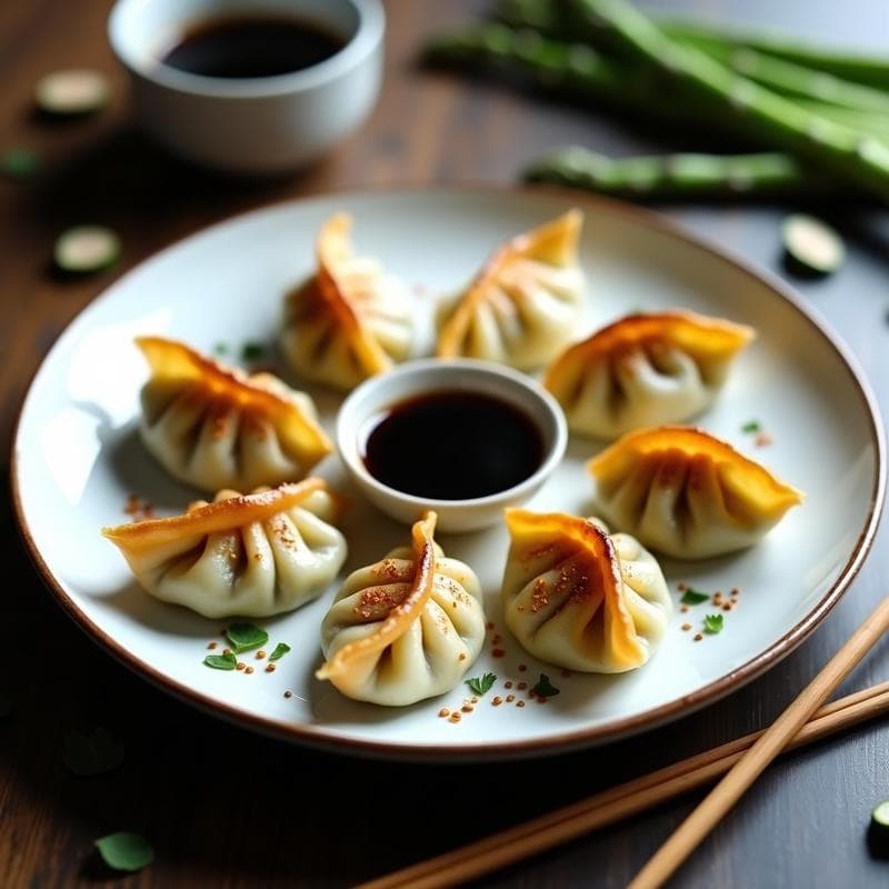 Gyoza de Shitake y Espárragos Trigueros: Receta Japonesa Vegana en Thermomix