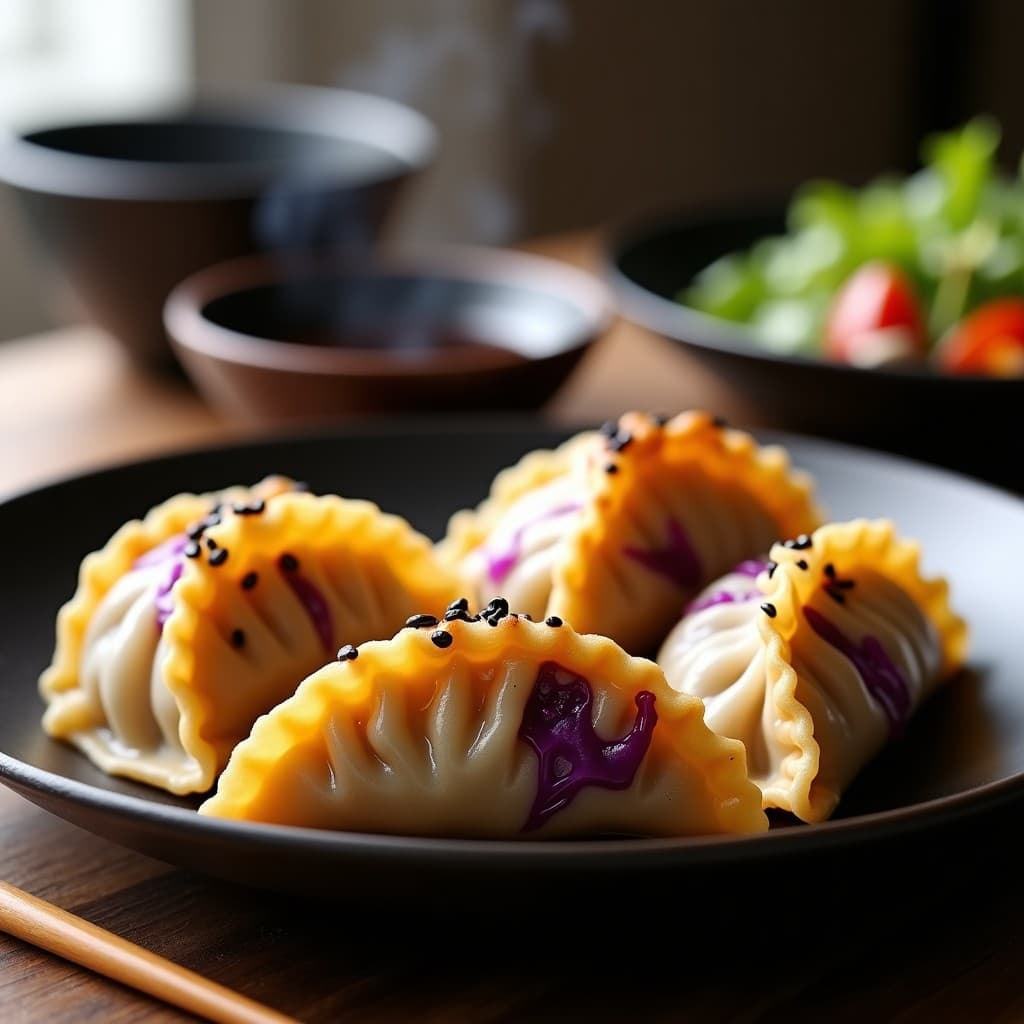 Gyoza Veganas de Repollo Morado y Shiitake: Receta Japonesa en Airfryer Crujiente