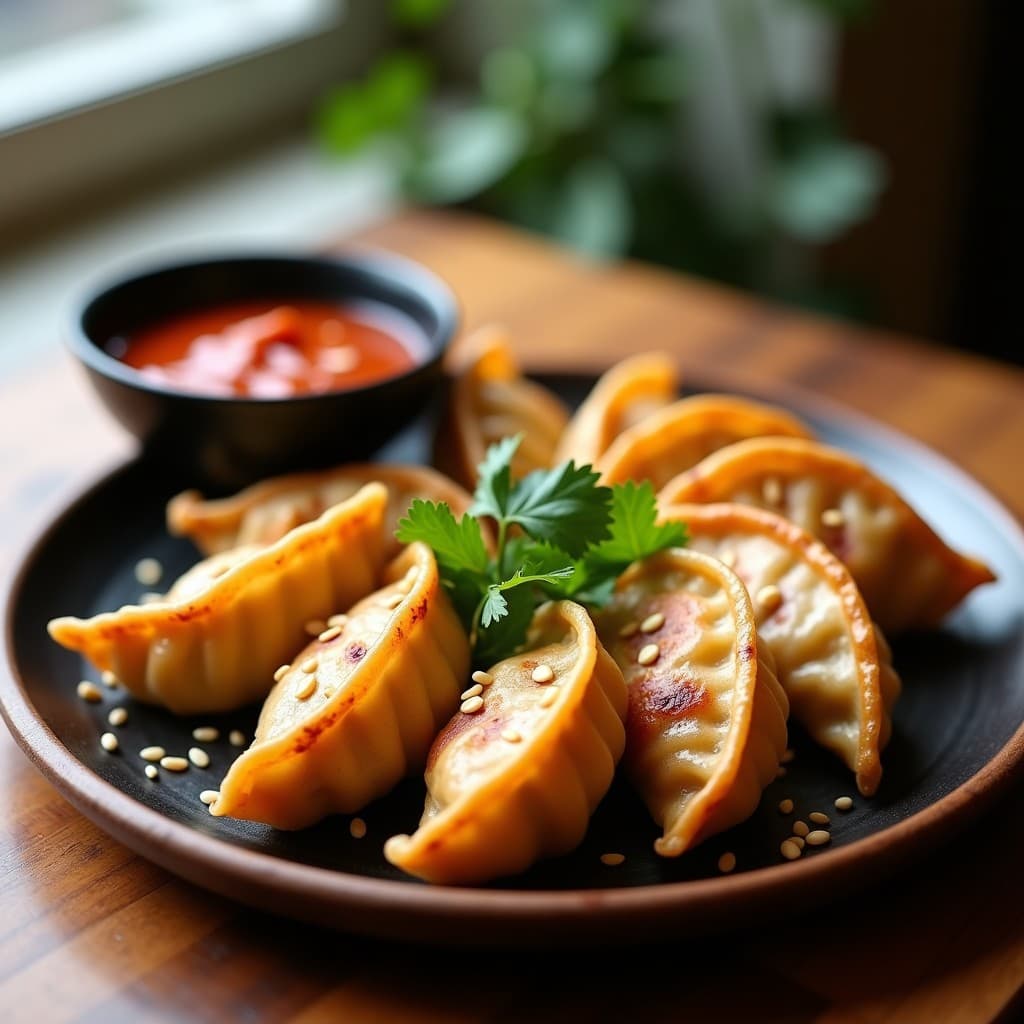 Gyoza Veganas de Repollo Morado y Tofu con Salsa de Chile y Ajo: Receta en Airfryer