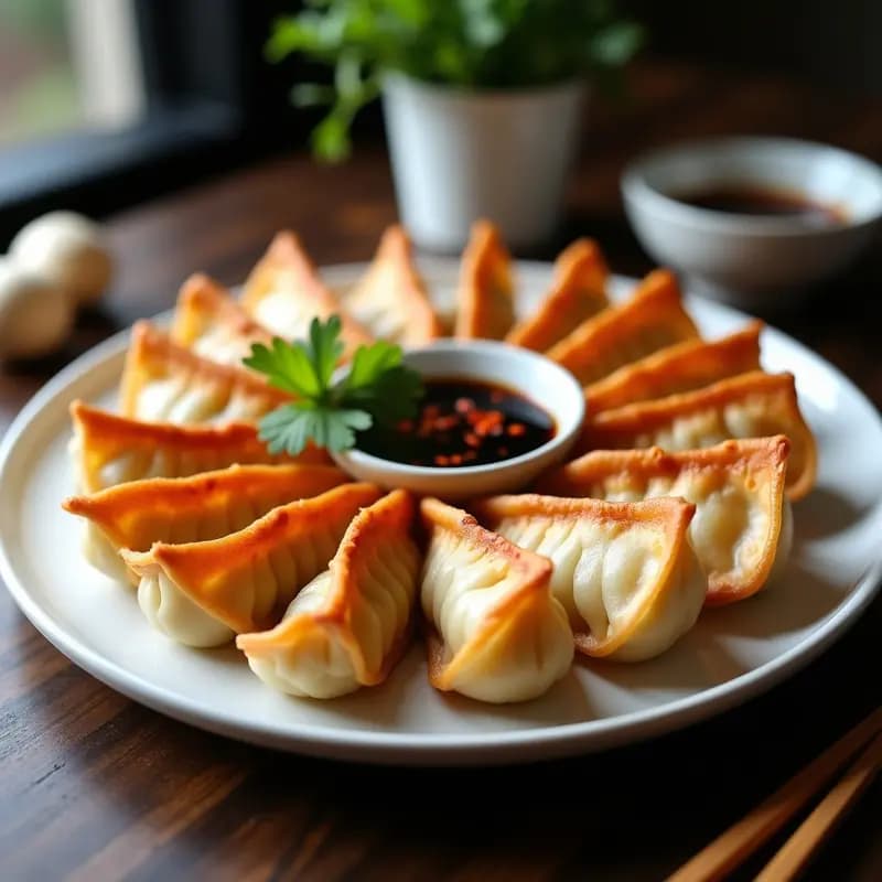 Gyozas de Camarón y Cebolla Morada: Receta Tailandesa Crujiente en Sartén Antiadherente