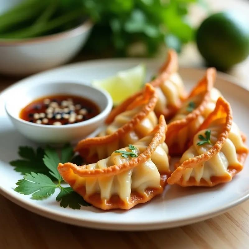 Gyozas de Camarones y Cilantro con Salsa de Sésamo: Receta Japonesa Crujiente en Airfryer
